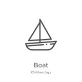 boat icon vector from children toys collection. Thin line boat outline icon vector illustration. Outline, thin line boat icon for royalty free illustration boat icon vector from children toys collection. Thin line boat outline icon vector illustration. Outline, thin line boat icon for royalty free illustration