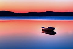 Boat In Sunset Stock Photos