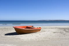 Boat On A Secluded Beach In South Africa Royalty Free Stock Image
