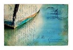 Boat Reflections on a Vintage Postcard royalty free stock photo Boat Reflections on a Vintage Postcard royalty free stock photo