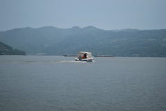 Boat scenery on a dark day, on one of the largest rivers in Europe, the Danube stock image Boat scenery on a dark day, on one of the largest rivers in Europe, the Danube stock image