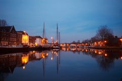 Boats And Typical Dutch Houses Royalty Free Stock Photos