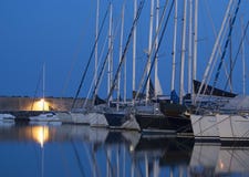 Boats in harbor at night Boats in harbor at night