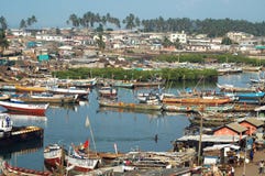 Boats In Elmina Harbour Stock Image