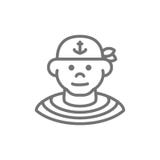 Boatswain, матрос, линия значок пирата белизна изолированная предпосылкой иллюстрация вектора Boatswain, матрос, линия значок пирата белизна изолированная предпосылкой иллюстрация вектора