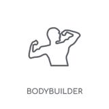 Bodybuilder lineair pictogram Modern het embleemconcept van de overzichtsbodybuilder stock illustratie Bodybuilder lineair pictogram Modern het embleemconcept van de overzichtsbodybuilder stock illustratie
