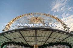 Boedapest, Hongarije - December 2017: Van het Oogferris van Boedapest het wieltou stock afbeeldingen Boedapest, Hongarije - December 2017: Van het Oogferris van Boedapest het wieltou stock afbeeldingen