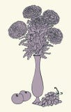 Boeket van chrysanten in hoge vaas stock illustratie Boeket van chrysanten in hoge vaas stock illustratie