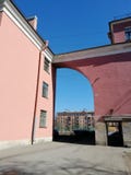 Bogen des rosa Gebäudes stockbilder Bogen des rosa Gebäudes stockbilder