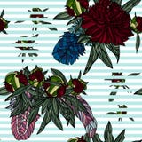 Seamless pattern with peony bouquet and feathers. vector illustration Seamless pattern with peony bouquet and feathers. vector illustration
