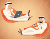 Boisson arabe de téléphone de Chat Laptop Mobile d'homme d'affaires illustration libre de droits Boisson arabe de téléphone de Chat Laptop Mobile d'homme d'affaires illustration libre de droits