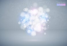 Bokeh effect multicolor light background. Blue pink Christmas concept. Vector white sparkling light explosion cloud backdrop Royalty Free Stock Photography Bokeh effect multicolor light background. Blue pink Christmas concept. Vector white sparkling light explosion cloud backdrop Royalty Free Stock Photography
