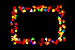 Bokeh stars isolated on a black background stars of different colors form a frame stock images Bokeh stars isolated on a black background stars of different colors form a frame stock images