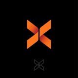 Bokstav x som fjäril Origamiemblem Logo för origami x, som orange band royaltyfri illustrationer Bokstav x som fjäril Origamiemblem Logo för origami x, som orange band royaltyfri illustrationer