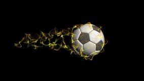 A bola de futebol voa contra um fundo do céu nebuloso ilustração do vetor A bola de futebol voa contra um fundo do céu nebuloso ilustração do vetor