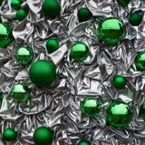 Bolas brillantes verdes de Navidad en fondo arrugado foto de archivo Bolas brillantes verdes de Navidad en fondo arrugado foto de archivo