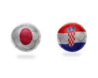 Bolas do futebol com as bandeiras nacionais de japão e de croatia ilustração royalty free Bolas do futebol com as bandeiras nacionais de japão e de croatia ilustração royalty free
