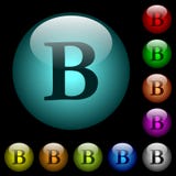 Bold font type icons in color illuminated glass buttons stock illustration Bold font type icons in color illuminated glass buttons stock illustration