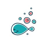 Bolle sveglie dell'acqua e del pesce Modello stilizzato del fumetto per le merci del ` s dei bambini royalty illustrazione gratis Bolle sveglie dell'acqua e del pesce Modello stilizzato del fumetto per le merci del ` s dei bambini royalty illustrazione gratis