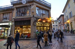 Bologna, Emilia Romagna, Italy. December 2018. The prosciutteria offer the opportunity to buy and taste the famous local hams and royalty free stock photography Bologna, Emilia Romagna, Italy. December 2018. The prosciutteria offer the opportunity to buy and taste the famous local hams and royalty free stock photography