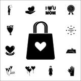bolsa com um ícone do coração Sira de mãe \ 'grupo universal dos ícones do dia de s para a Web e o móbil ilustração royalty free bolsa com um ícone do coração Sira de mãe \ 'grupo universal dos ícones do dia de s para a Web e o móbil ilustração royalty free