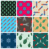 Bomb and rockets vector set seamless pattern background Royalty Free Stock Images Bomb and rockets vector set seamless pattern background Royalty Free Stock Images
