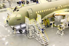 Bombardier C-Series Jet Production Line Stock Photo