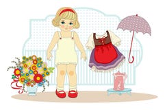 Boneca da menina com roupa ilustração royalty free Boneca da menina com roupa ilustração royalty free
