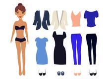 Boneca de papel com vestidos diferentes ilustração do vetor Boneca de papel com vestidos diferentes ilustração do vetor