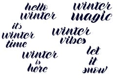 Bonjour l'hiver, magie d'hiver, vibraphone d'hiver, hiver est ici, il est lettrage d'horaire d'hiver illustration libre de droits Bonjour l'hiver, magie d'hiver, vibraphone d'hiver, hiver est ici, il est lettrage d'horaire d'hiver illustration libre de droits