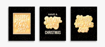 Bonne année 2017 et cartes de Joyeux Noël illustration stock Bonne année 2017 et cartes de Joyeux Noël illustration stock