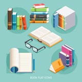 Book Flat Icons Set. Vector.
