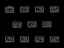 Book genres shop white line icons set Stock Images Book genres shop white line icons set Stock Images