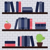 Book shelf on the brick wall royalty free illustration Book shelf on the brick wall royalty free illustration