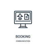 booking icon vector from communication collection. Thin line booking outline icon vector illustration. Linear symbol for use on royalty free illustration booking icon vector from communication collection. Thin line booking outline icon vector illustration. Linear symbol for use on royalty free illustration