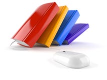 Books with computer mouse Stock Photo Books with computer mouse Stock Photo