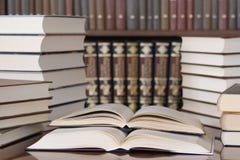 Books in library. Open books in library, concept of knowledge Books in library. Open books in library, concept of knowledge
