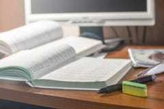 Books and notebooks on the table. stock images Books and notebooks on the table. stock images