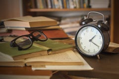 Books With Clock Stock Image