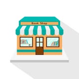 Bookstore ikona z długim płaskim cieniem na białym tle ilustracji Bookstore ikona z długim płaskim cieniem na białym tle ilustracji