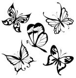 Borboletas brancas pretas ajustadas de um tatuagem ilustração do vetor Borboletas brancas pretas ajustadas de um tatuagem ilustração do vetor