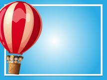 Border template with kids in red balloon vector illustration Border template with kids in red balloon vector illustration