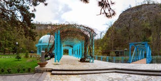 Borjomi, Samtskhe-Javakheti, Georgia. arch Entrance To Pavilion Above Hot Spring Of Borjomi Mineral Water royalty free stock photo Borjomi, Samtskhe-Javakheti, Georgia. arch Entrance To Pavilion Above Hot Spring Of Borjomi Mineral Water royalty free stock photo