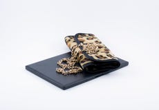 Borsa del leopardo della composizione e catena dorata Fotografia Stock Borsa del leopardo della composizione e catena dorata Fotografia Stock