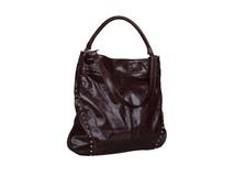 Borsa di cuoio marrone scura isolata su fondo bianco fotografia stock libera da diritti Borsa di cuoio marrone scura isolata su fondo bianco fotografia stock libera da diritti