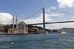Bosphorus Bridge And Ortakoy Mosque Royalty Free Stock Images