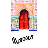 Bosquejar la puerta en Marruecos con la acuarela foto de archivo libre de regalías Bosquejar la puerta en Marruecos con la acuarela foto de archivo libre de regalías