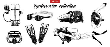 Bosquejo exhausto de la mano del sistema del buceo con escafandra, subacuático y el bucear aislado en el fondo blanco Dibujo deta libre illustration Bosquejo exhausto de la mano del sistema del buceo con escafandra, subacuático y el bucear aislado en el fondo blanco Dibujo deta libre illustration