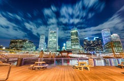 Boston night skyline from city pier royalty free stock photos Boston night skyline from city pier royalty free stock photos