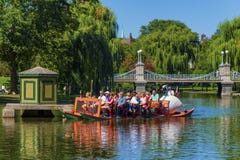 Boston`s Swan Boat on pond royalty free stock photo Boston`s Swan Boat on pond royalty free stock photo